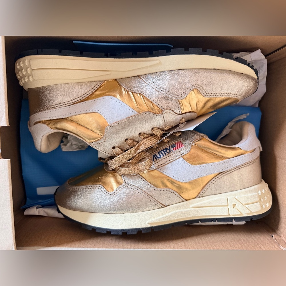 Autry Women's Gold and Silver Sneakers, 8, New